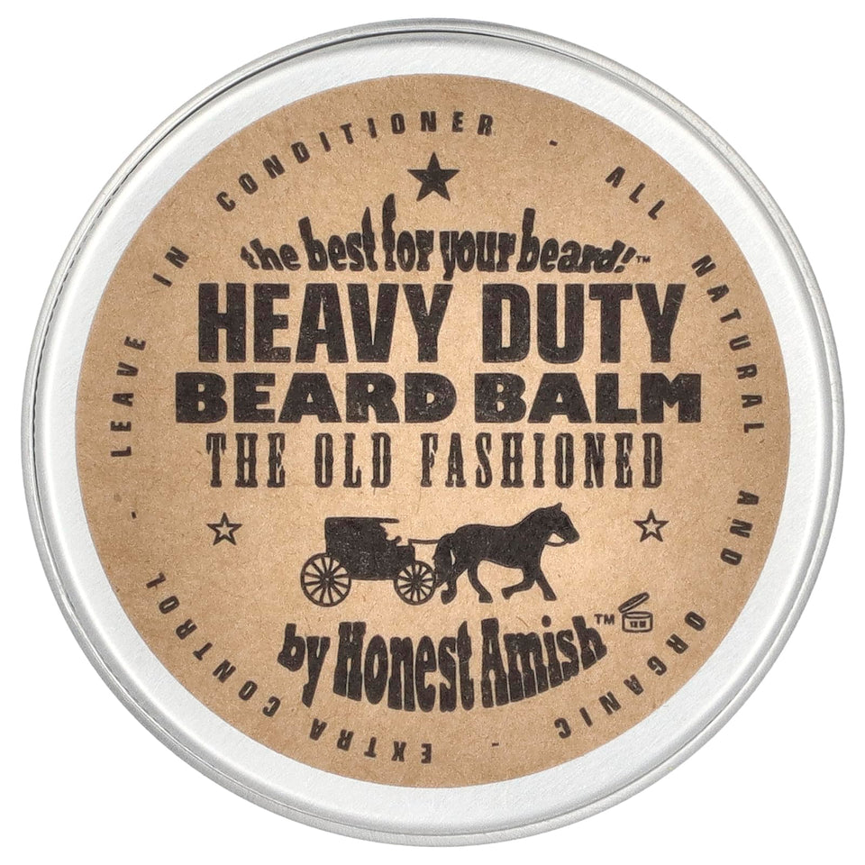 Honest Amish heavy duty balm jar front view showing label and packaging benefit