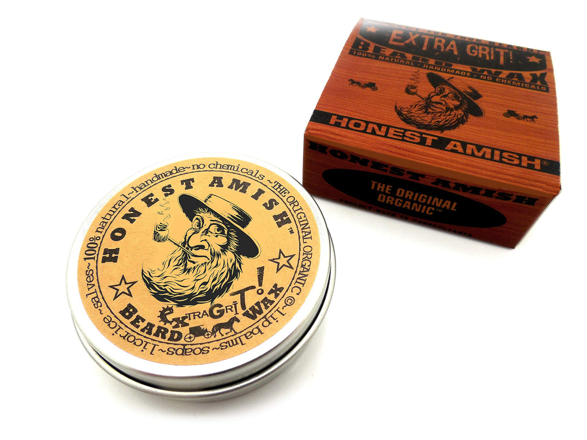 Honest Amish wax being applied to beard demonstrating styling control and conditioned finish