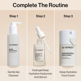 Honest Beauty on bathroom shelf lifestyle shot communicates daily routine fit