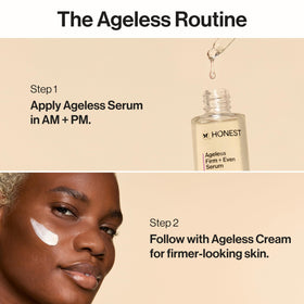 Honest Beauty illustrative before and after concept showing firmer-looking and more even skin benefit