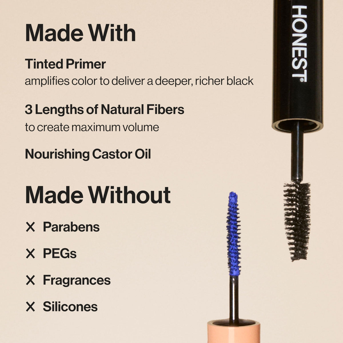 Honest Beauty blue primer stroke closeup showing pigment that intensifies black
