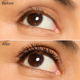 Honest Beauty fluffy wand close-up illustrating fiber pick-up for volume