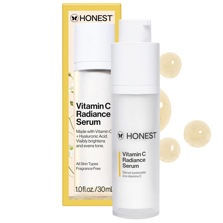 Honest Beauty bottle front view showing label and clean design benefits glow