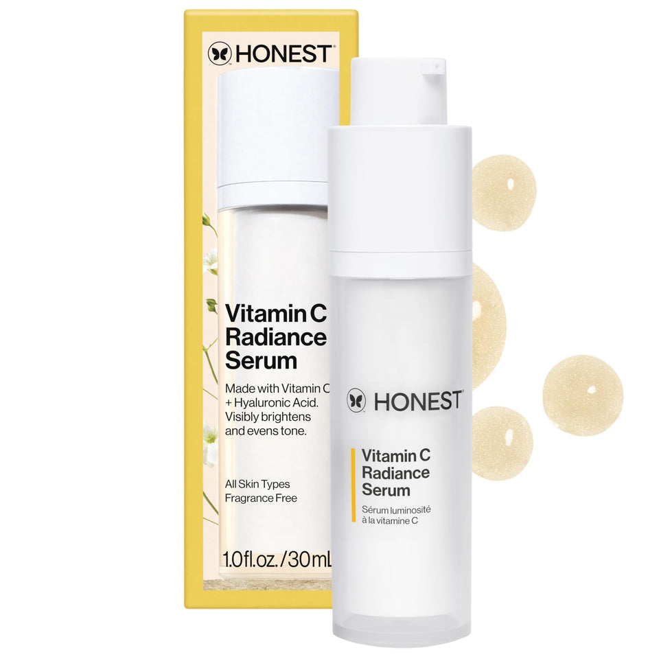 Honest Beauty bottle front view showing label and clean design benefits glow