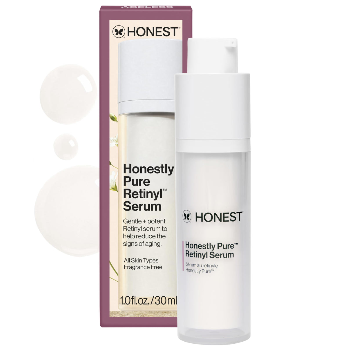 Honest Beauty front packaging showing product and clear benefit of gentle nightly use