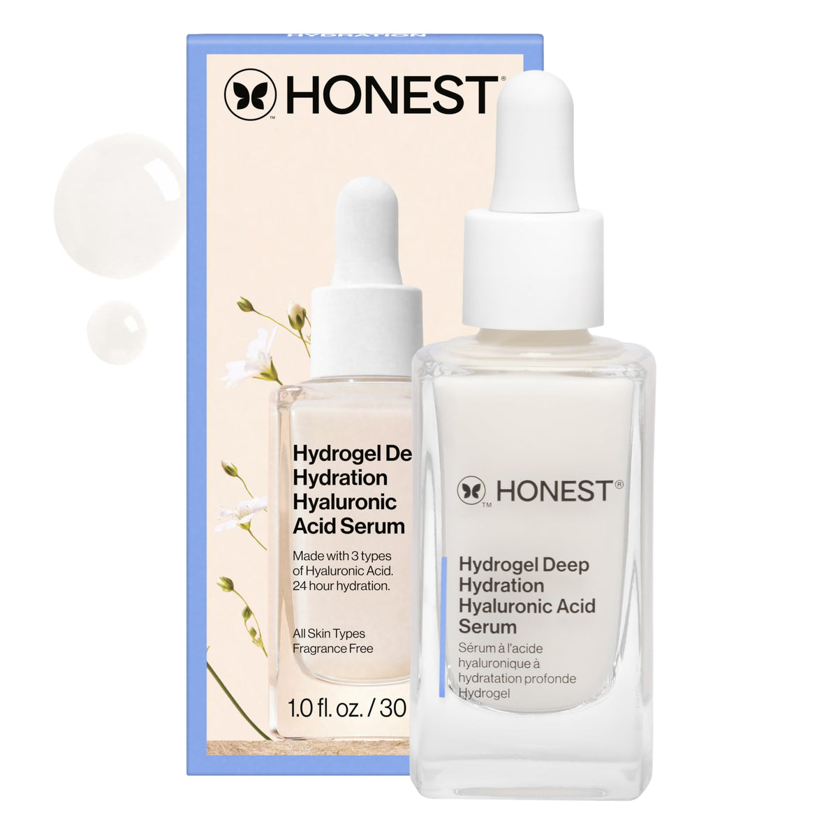 Honest Beauty front packaging showing clean bottle for clear hydration
