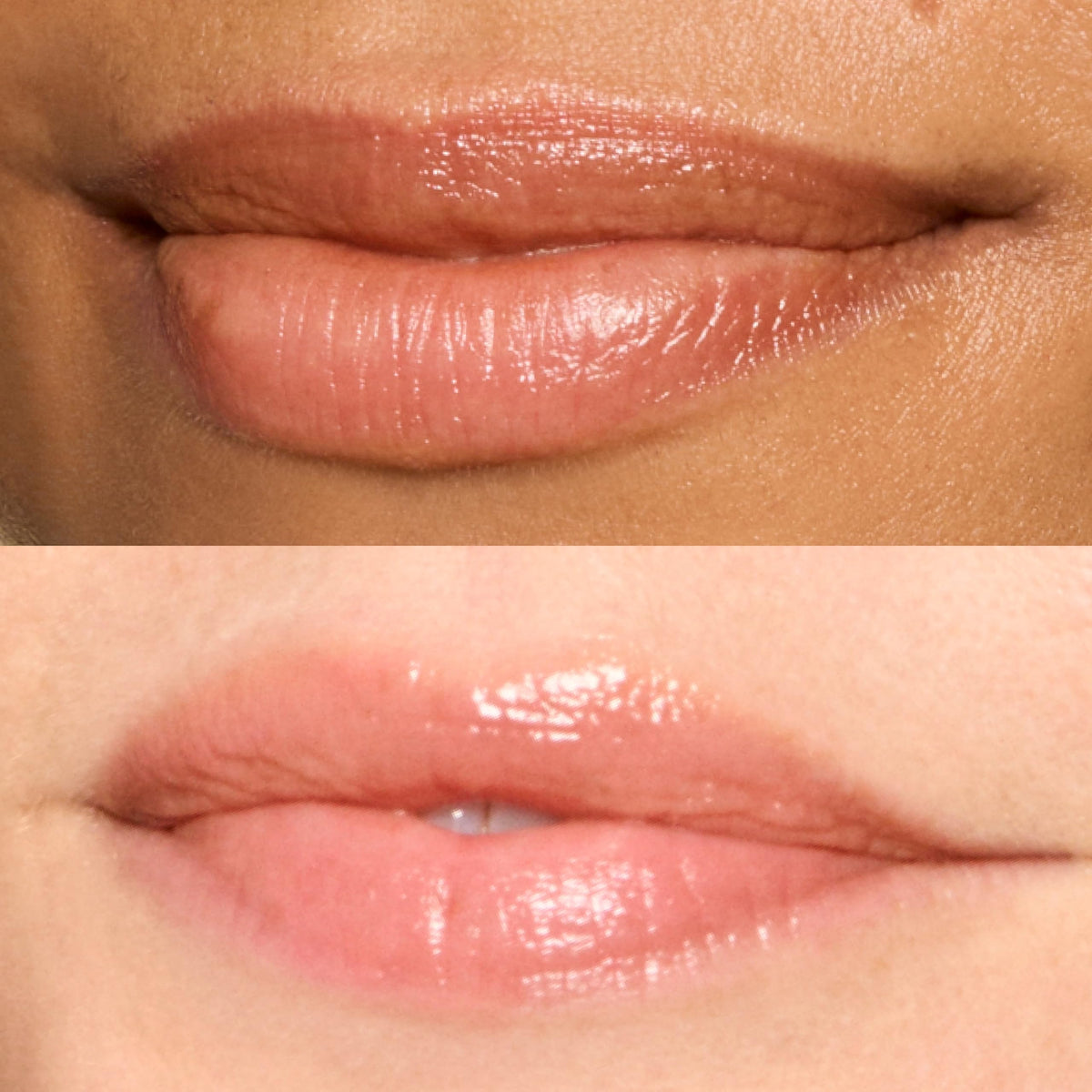 Honest Beauty Lychee Fruit shade applied on lips for natural nude glow