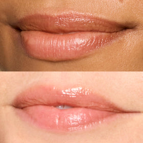 Honest Beauty Lychee Fruit shade applied on lips for natural nude glow