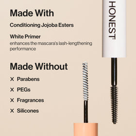 Honest Beauty mascara wand with molded bristles delivering length and separation