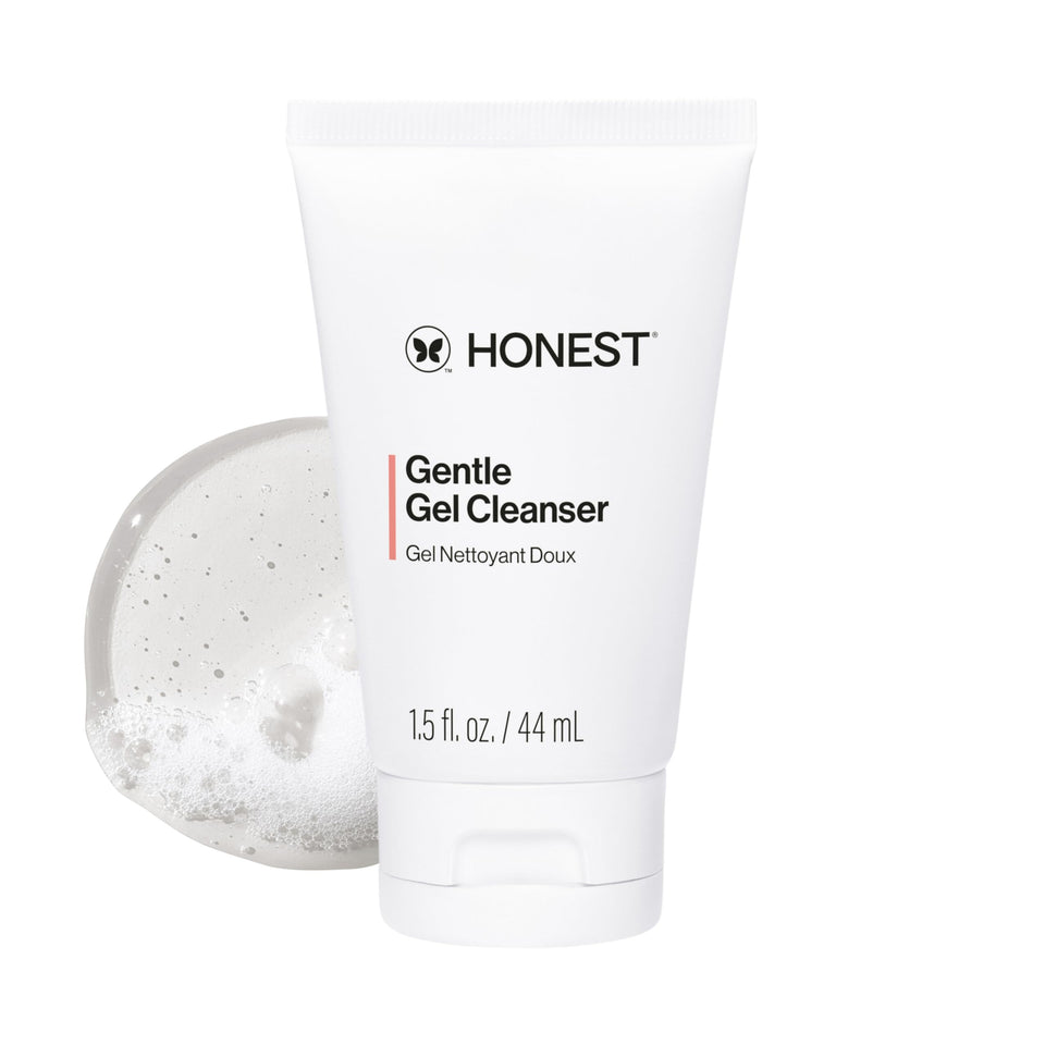 Honest Beauty front packaging showing travel-sized cleanser and convenience