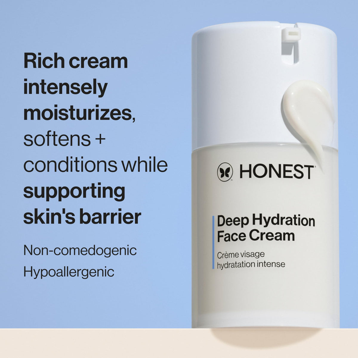 Honest Beauty open jar texture close-up demonstrating rich, creamy hydration
