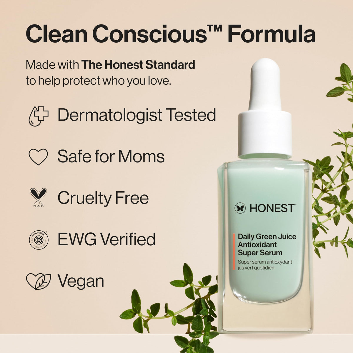 Honest Beauty pipette dispensing a drop of serum for precise application