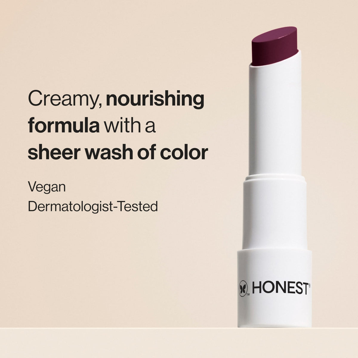 Honest Beauty Plum Drop creamy swatch texture highlighting smooth hydrating finish