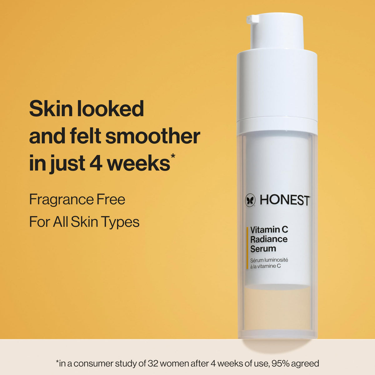 Honest Beauty pump detail highlighting easy dispensing and precise dosing benefit