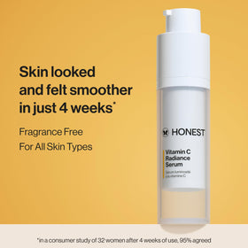 Honest Beauty pump detail highlighting easy dispensing and precise dosing benefit