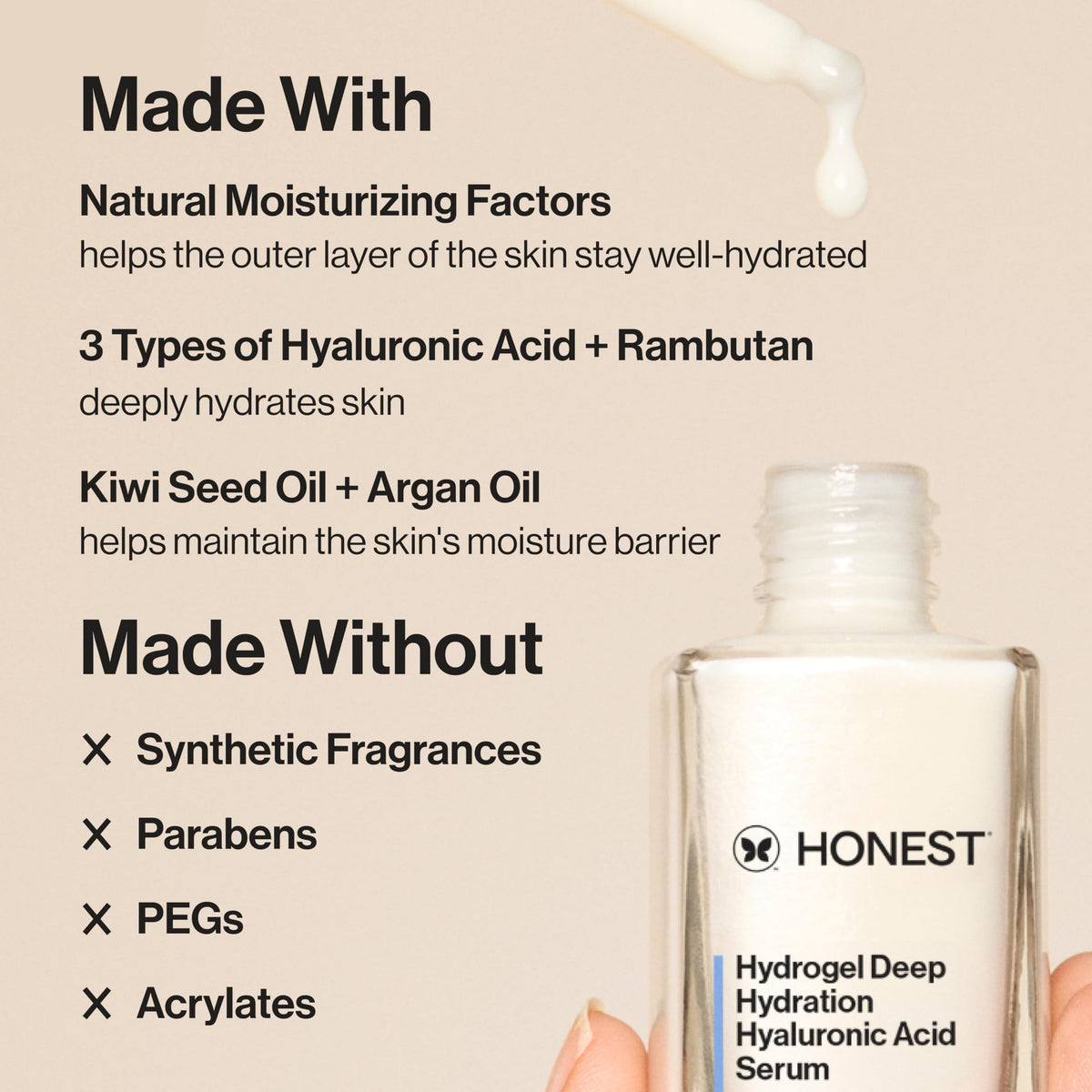 Honest Beauty pump dispense releasing controlled serum for easy application
