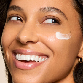 Honest Beauty refill pod on bathroom vanity, everyday skincare routine