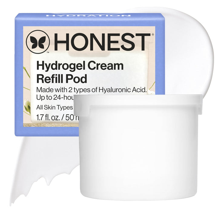 Honest Beauty refill pod front packaging showing compact refill, eco benefit