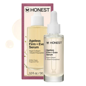 Honest Beauty front bottle view showing 1 fl oz serum and clean minimal packaging benefit