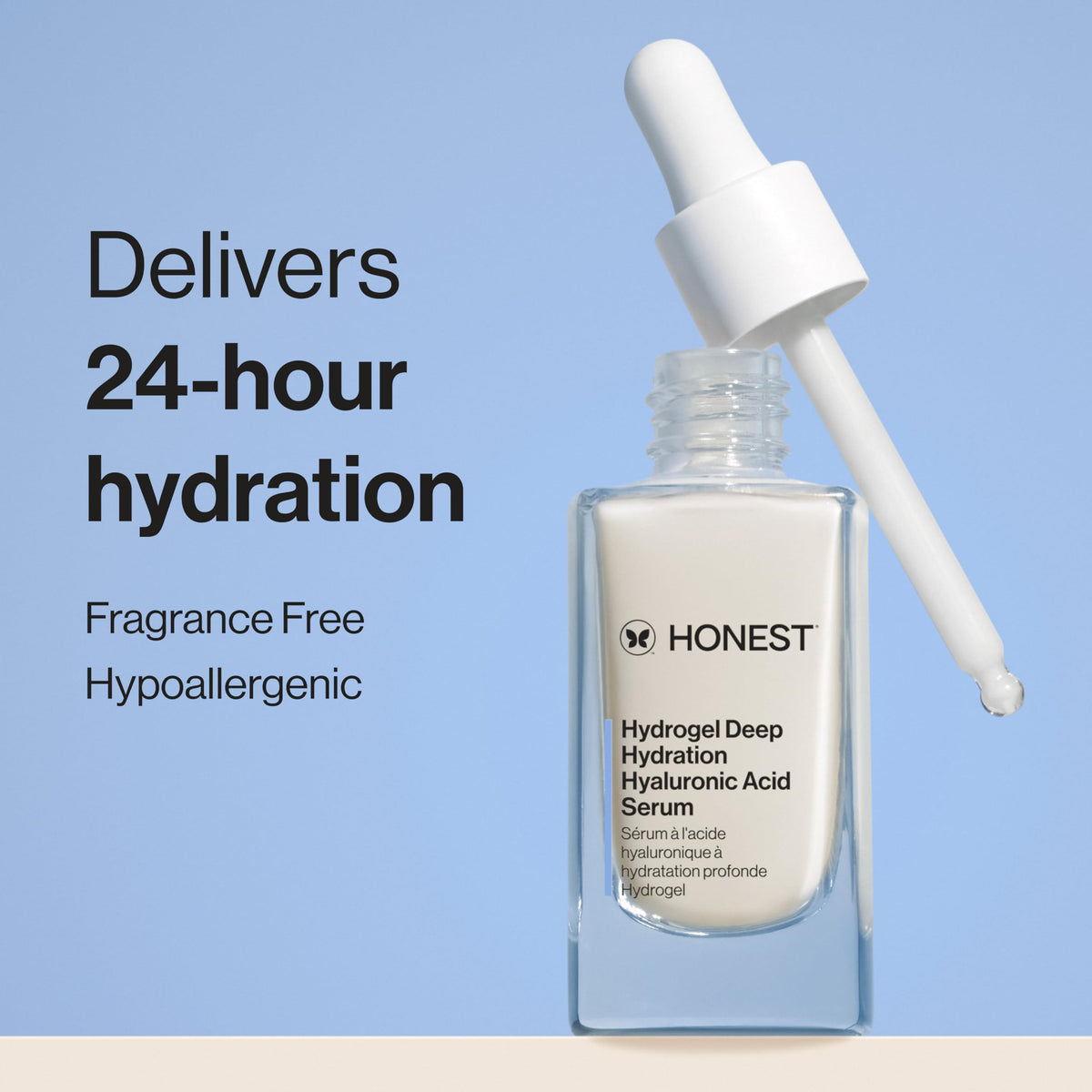 Honest Beauty texture close-up of hydrogel serum showing lightweight gel