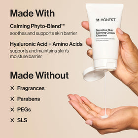 Honest Beauty creamy foam texture highlighting gentle hydrating feel