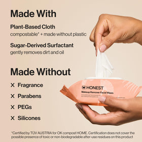 Honest Beauty wipe removing waterproof mascara for effective cleansing