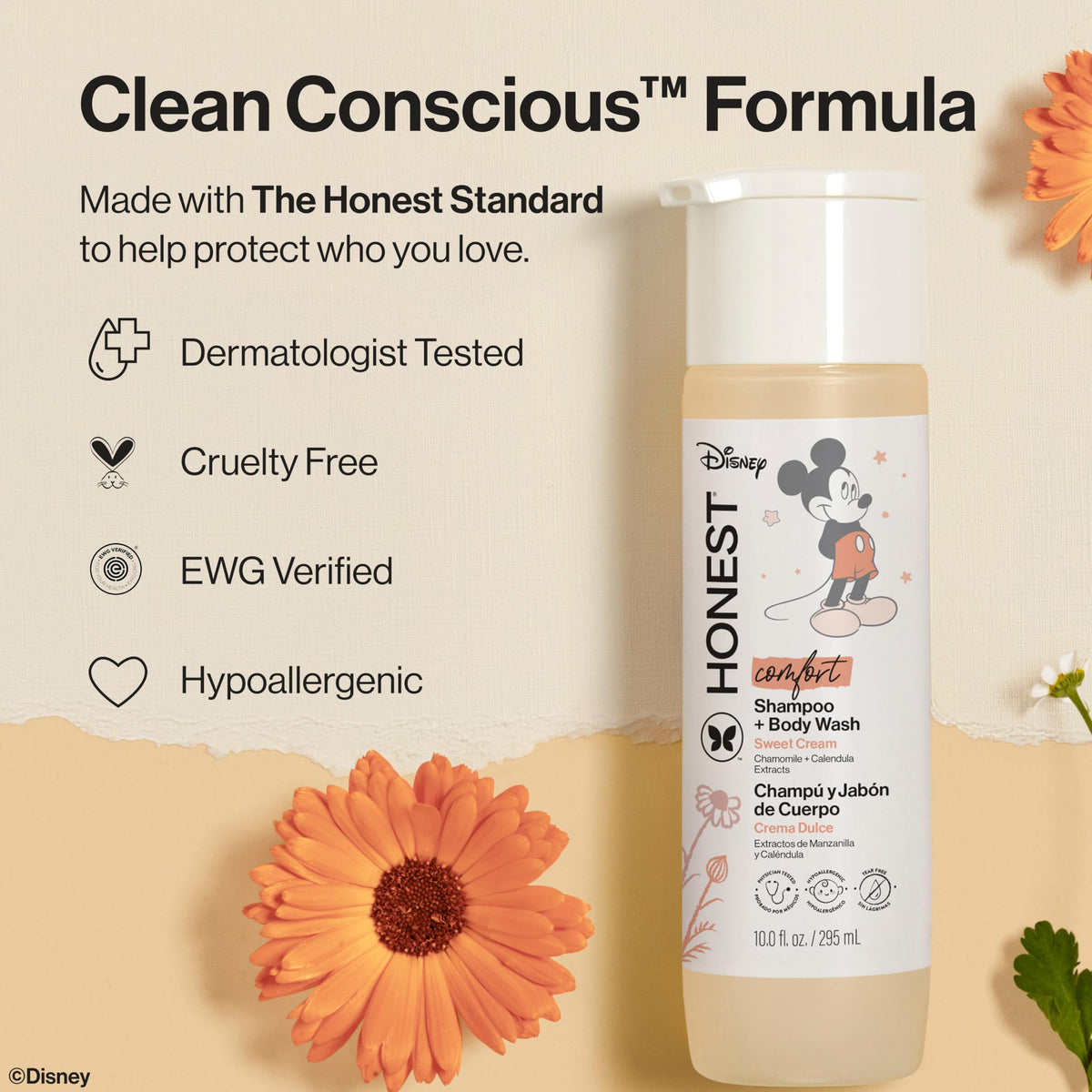 The Honest Company bottle with Mickey Mouse art appealing to families