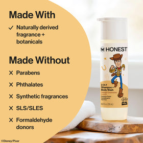 Honest Company label closeup highlighting ingredients and gentle formulation