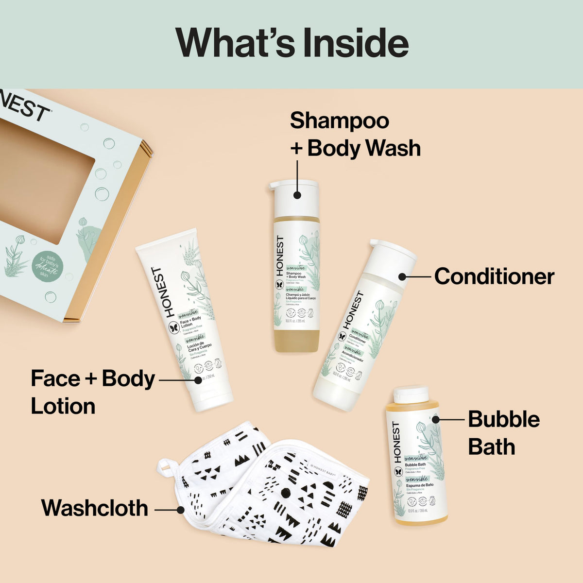 The Honest Company face and body lotion pump with moisturizing benefit visible