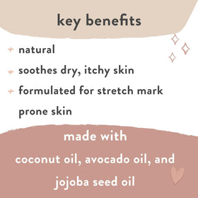 Model applying The Honest Company oil to pregnant belly illustrating gentle moisturizing benefit