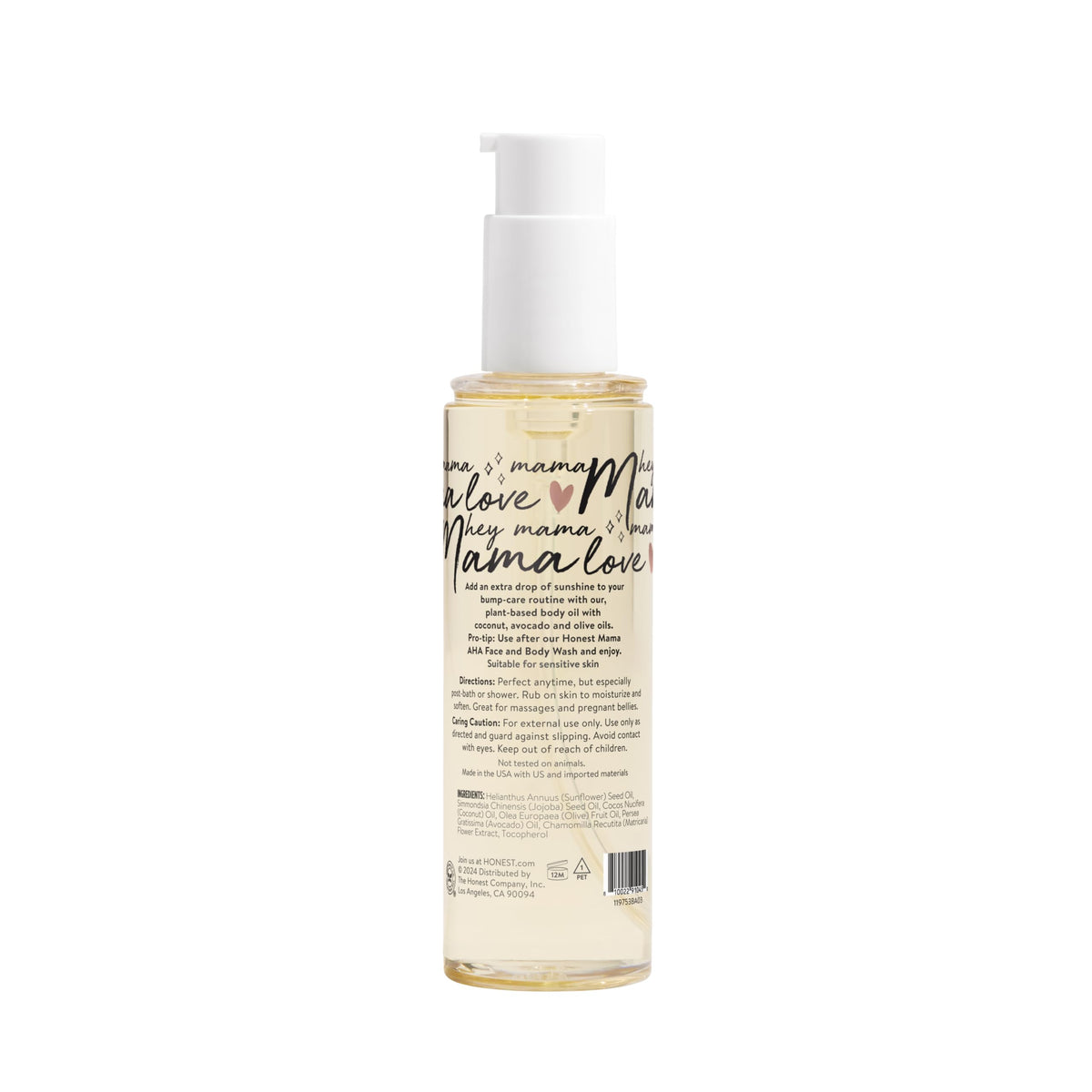Lifestyle-shot of expectant mom using The Honest Company oil during self-care routine for comfort