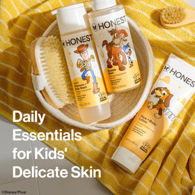 Honest Company bottle with Toy Story artwork appealing to kids