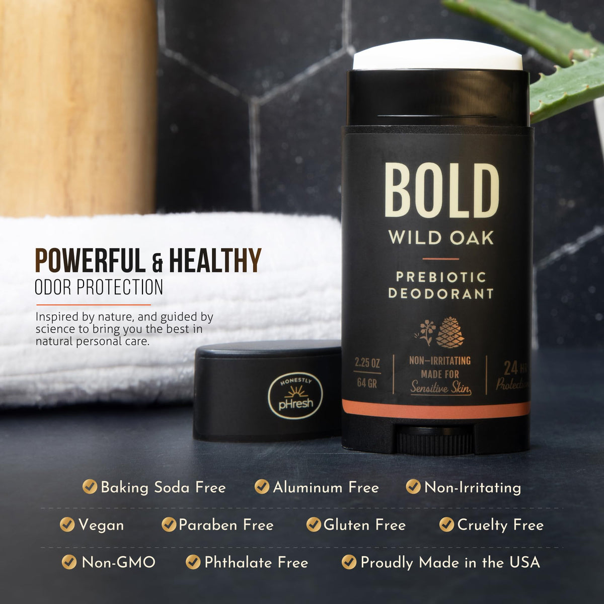 Honestly pHresh applied to underarm in lifestyle shot benefit: long-lasting odor protection