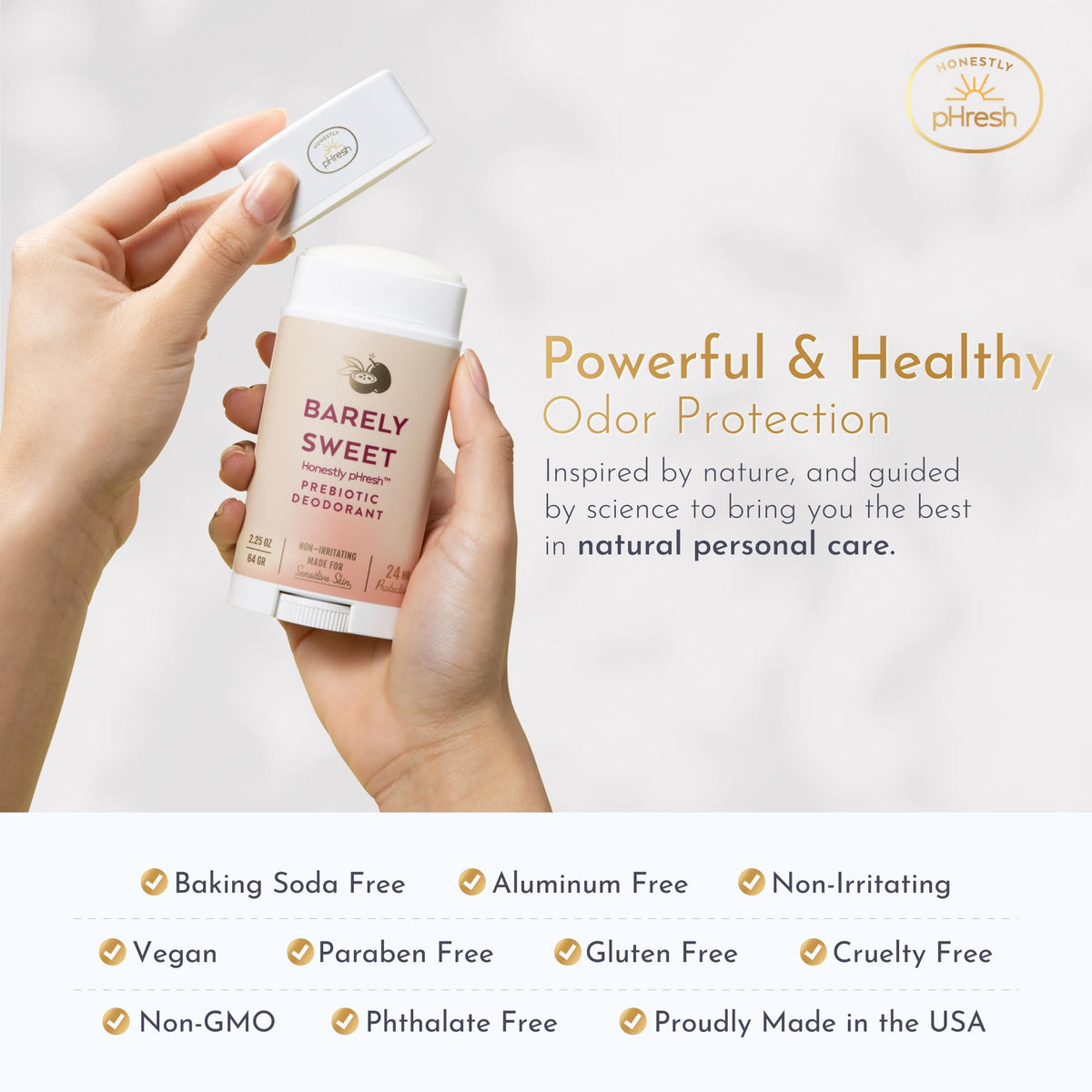 Honestly pHresh ingredient focus on minerals and prebiotics supporting skin balance
