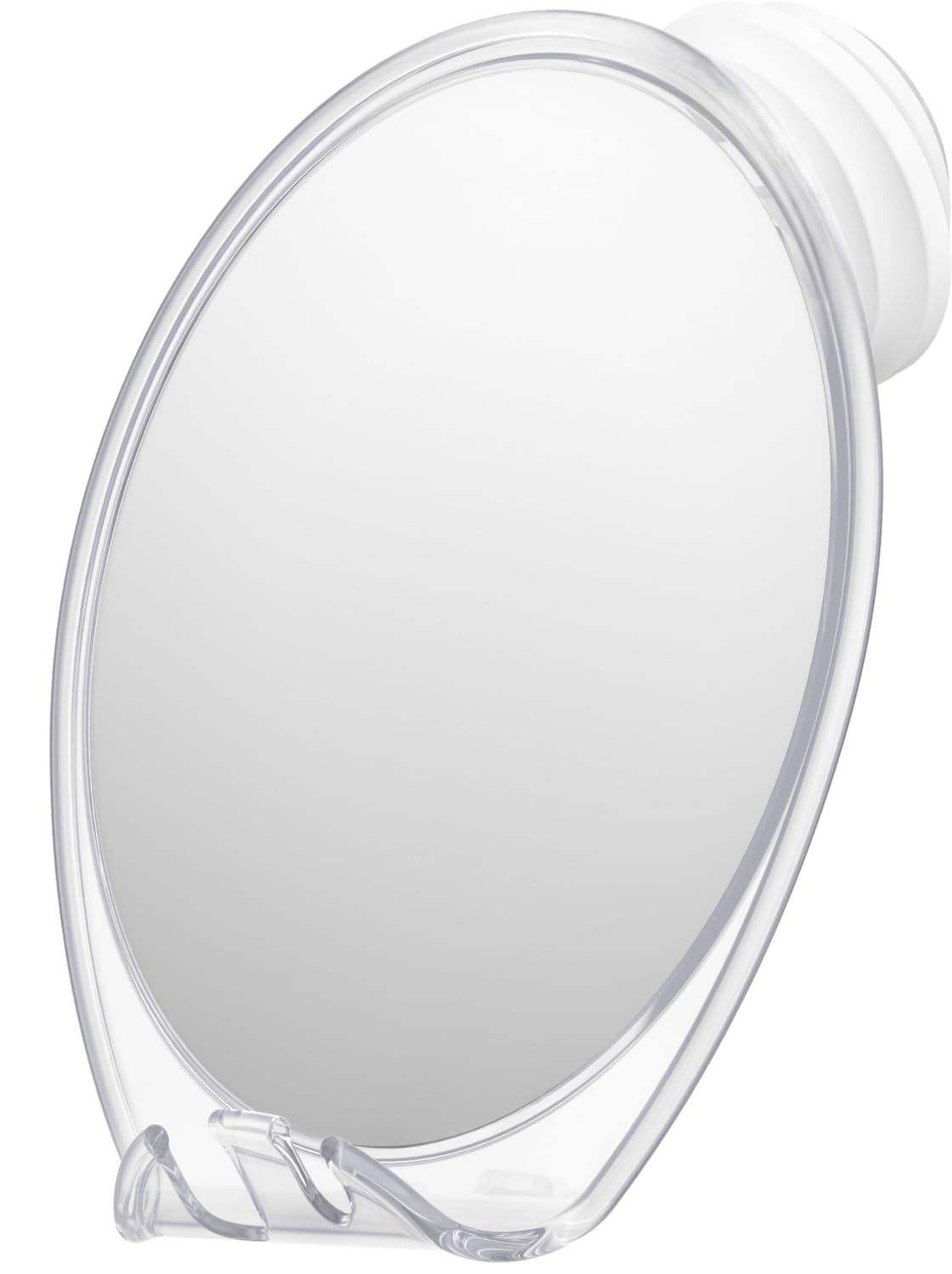 HONEYBULL front view of fogless extra-large shower mirror showing full reflection benefit
