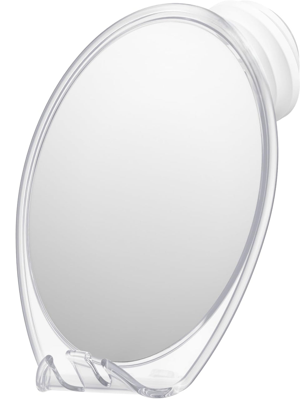 HONEYBULL front view of fogless extra-large shower mirror showing full reflection benefit