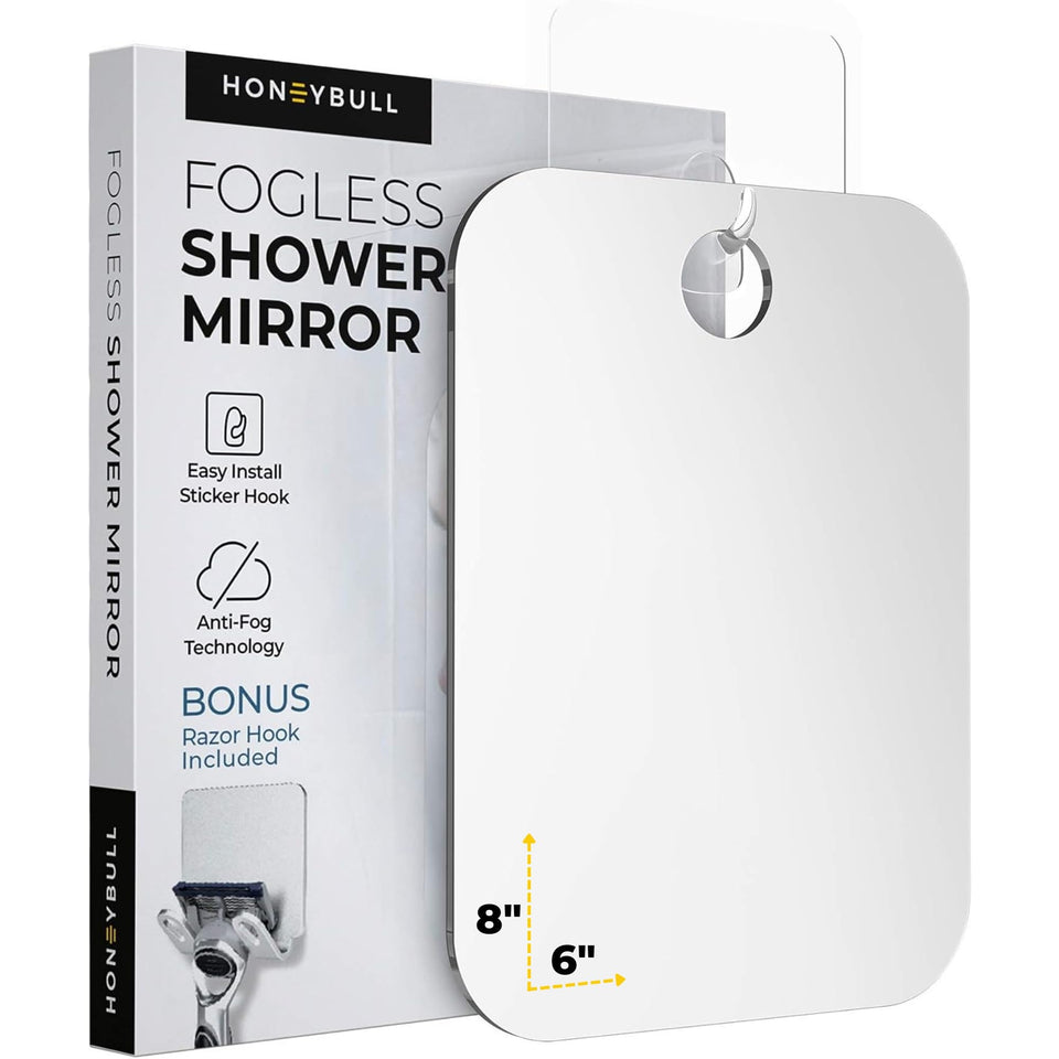 HONEYBULL front view of mirror showing clear reflection and compact size benefit