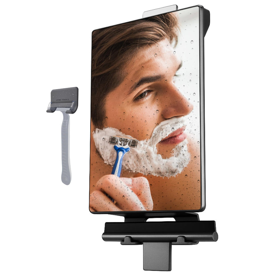 HONEYBULL front view mirror showing clear reflection and easy shave