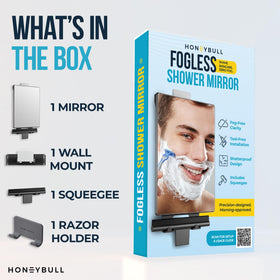 HONEYBULL mirror in shower being used for shaving convenience