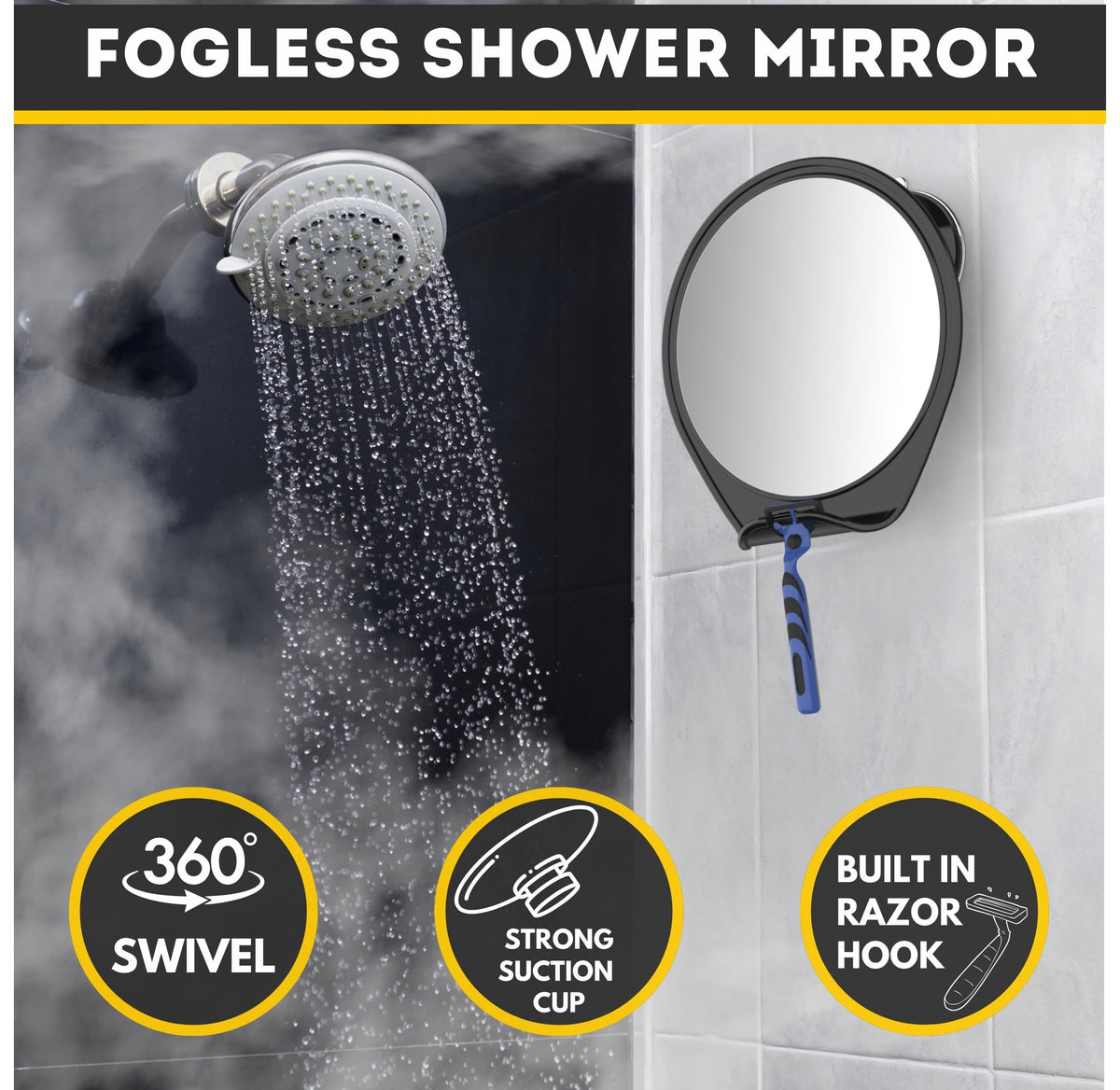HONEYBULL mirror tilted to show swivel angle for precise grooming
