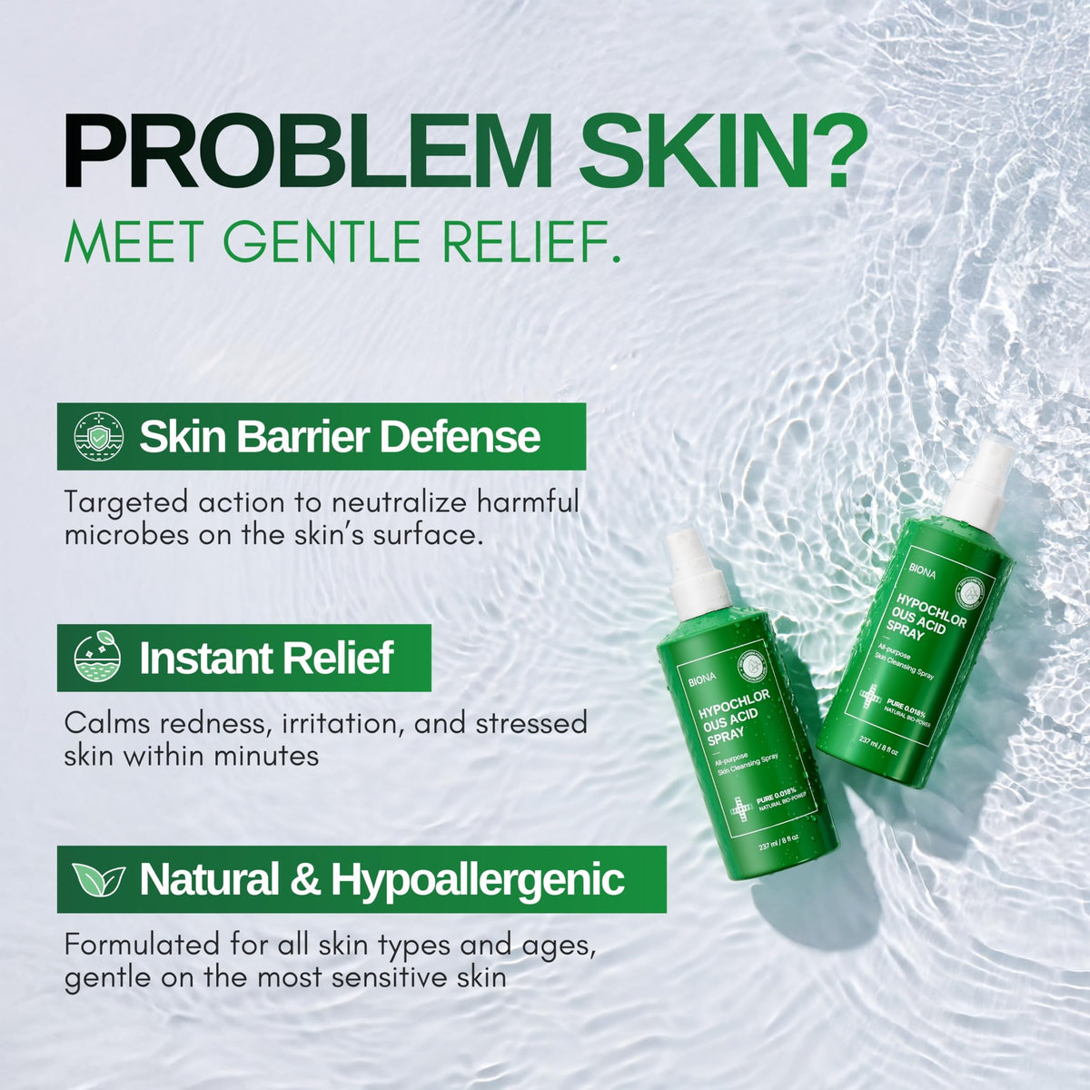 Honeydew Labs BIONA mist spraying from bottle, fast cooling and cleansing benefit