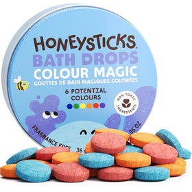 Honeysticks open tin with 36 colorful bath drops, tidy storage and gifting