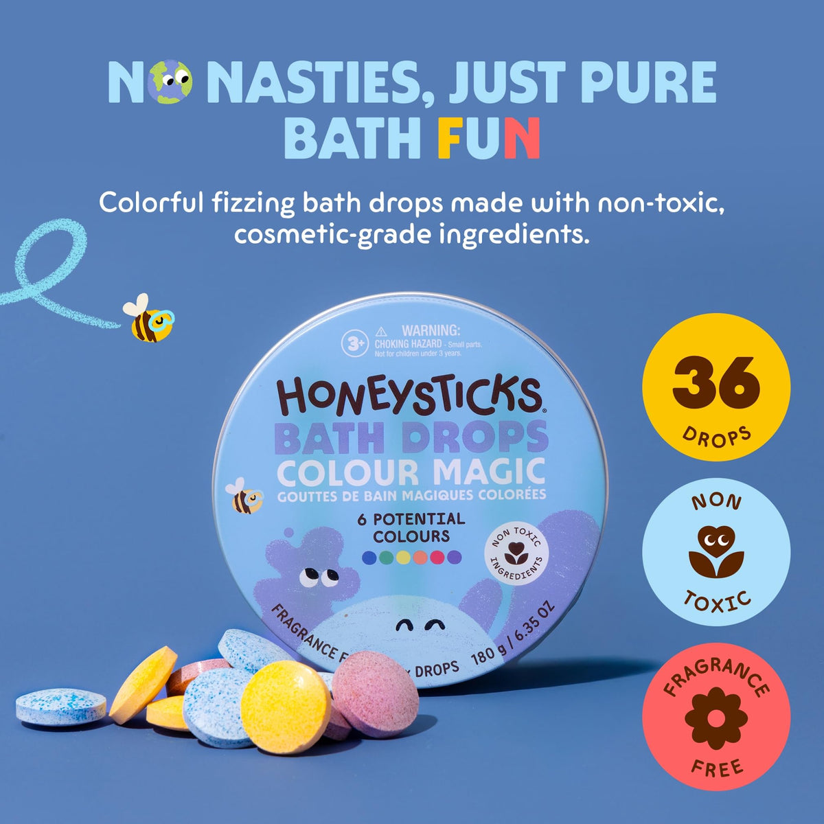 Close-up of Honeysticks tablet texture showing natural ingredients and safety