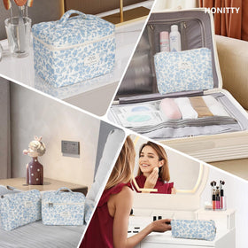 honitty travel scene with bag inside tote demonstrating easy portability