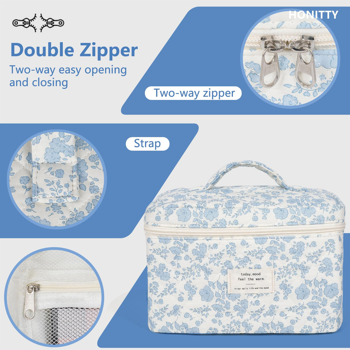 honitty medium bag with palettes and brushes for neat makeup storage