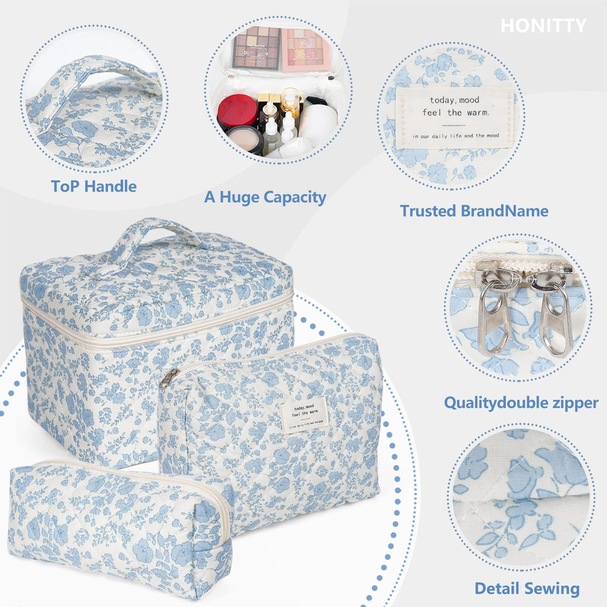 honitty open large pouch holding toiletries for organized travel