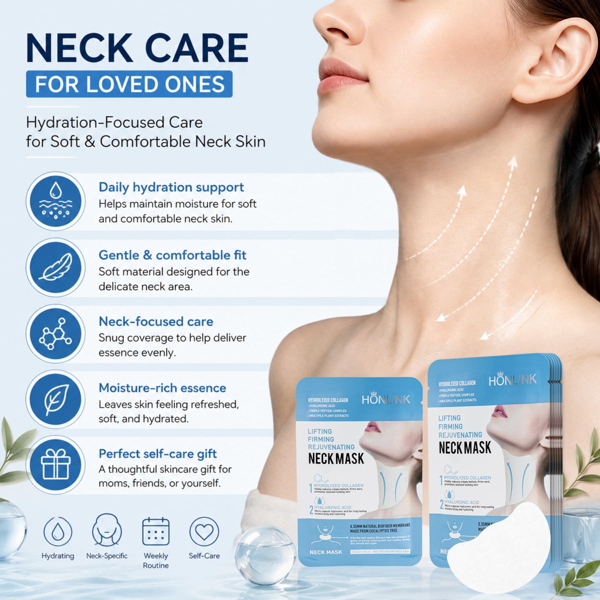 HONLINK open pouch revealing serum-soaked mask and moisturizing essence