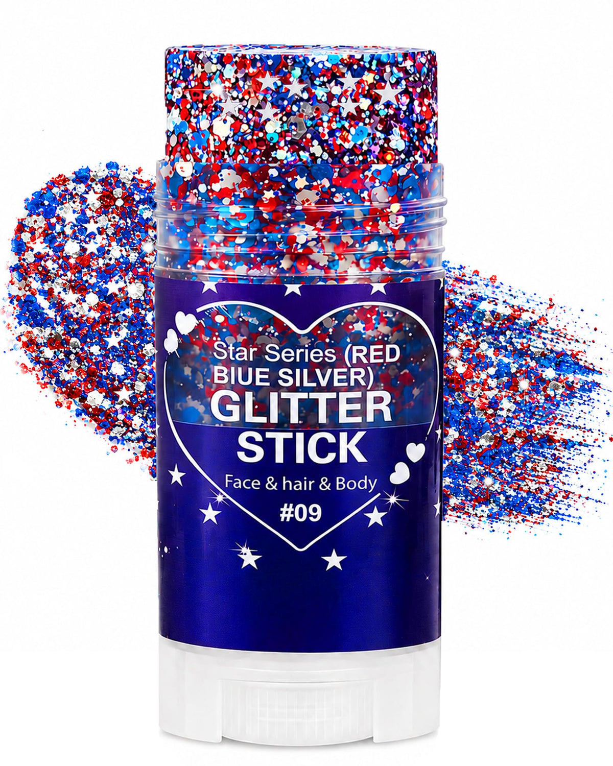 HONLLEY front glitter stick packaging showing tri-color patriotic design and portability