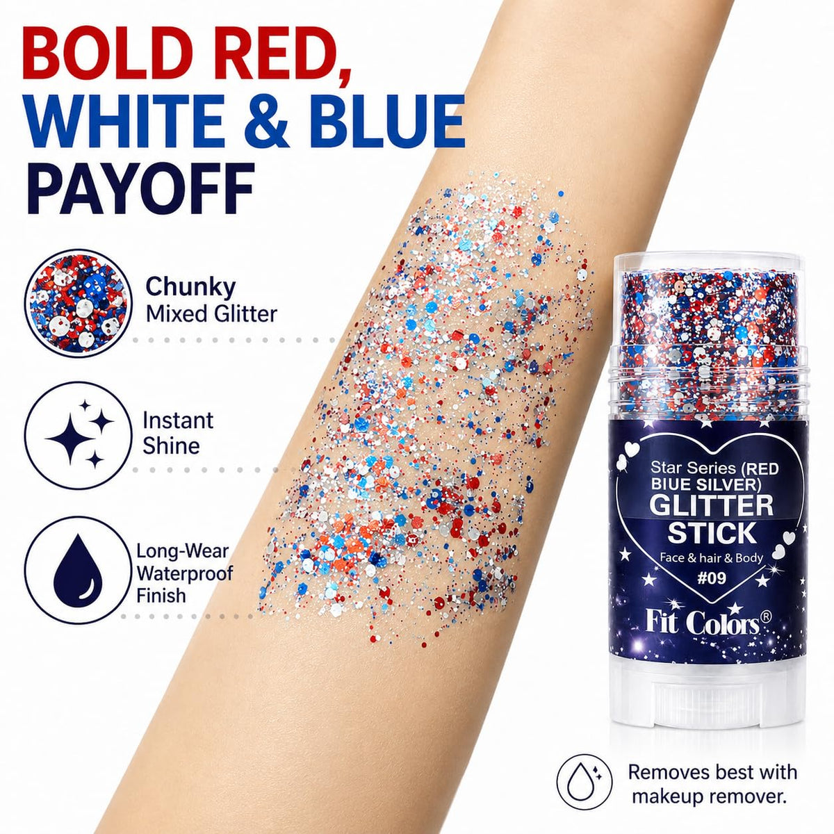 HONLLEY kids face paint patriotic look showing safe sparkly makeup for children