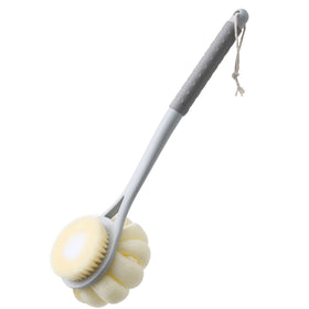HONOMA front view of full shower brush showing the dual loofah and bristles benefit